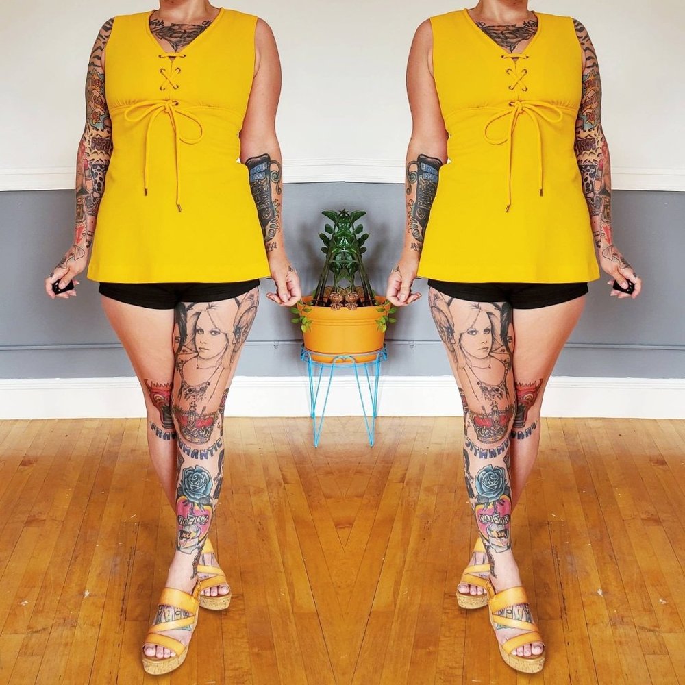 60s/70s Mustard Yellow Sleeveless Bell Top